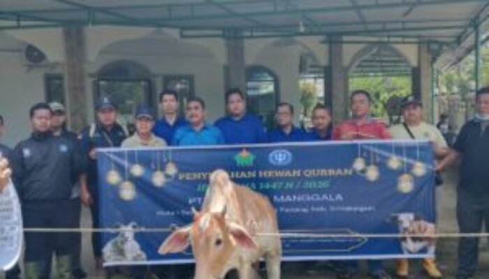 Penyerahan Hewan Kurban oleh PT Jaya Wira Manggala kepada Masjid Miftahul Jannah Nagori Sayur Matinggi
